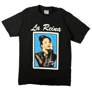Selena‎ La Reina Vintage Style Black T-Shirt Pro Super Heavy Cotton Graphic Tee